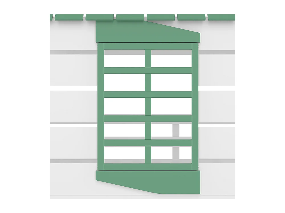 Lit superposé maison 90x200 toboggan 2 tiroirs blanc vert