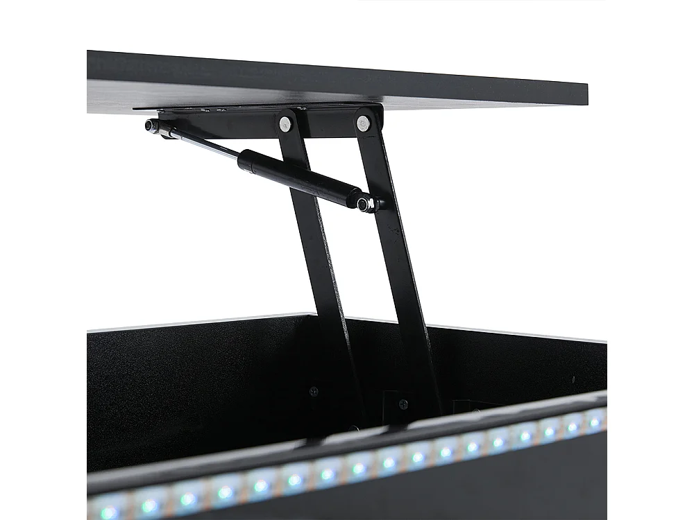 Verstelbare salontafel 96x45x40 cm zwart glanzend LED verborgen opbergruimte lade
