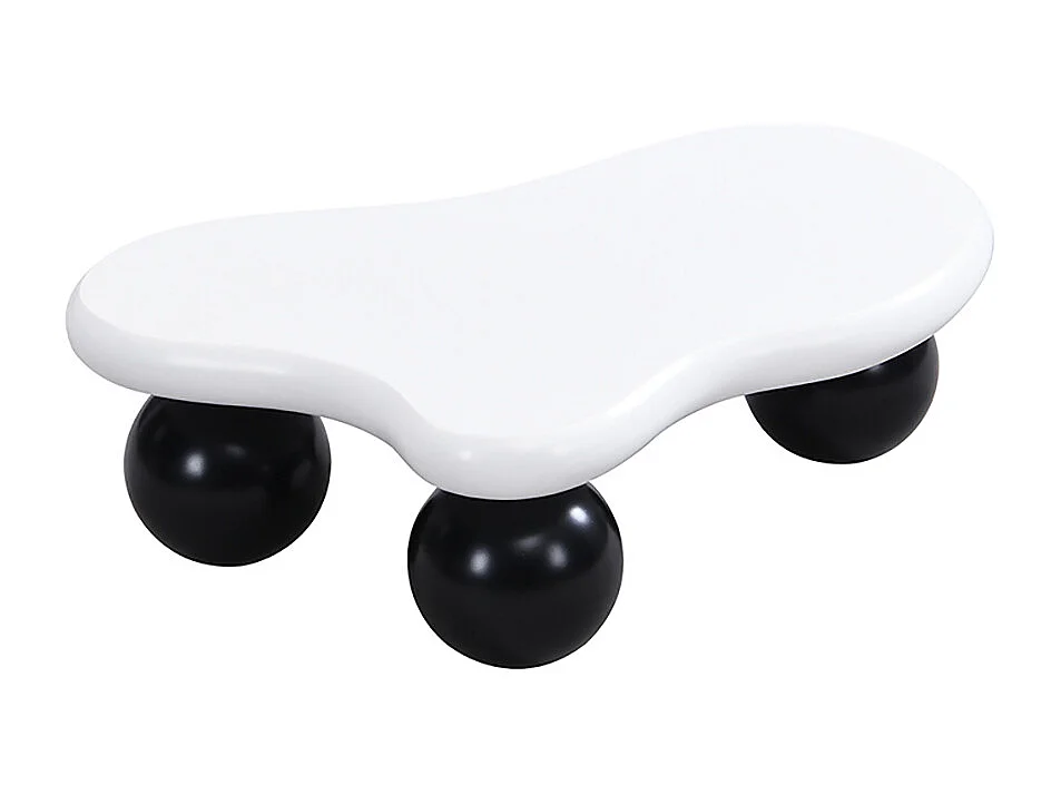 Table basse blanc style nuage avec éclairage LED 16 couleurs disponibles noir pieds ronds touche élégante pour un salon ou une chambre d'enfant moderne