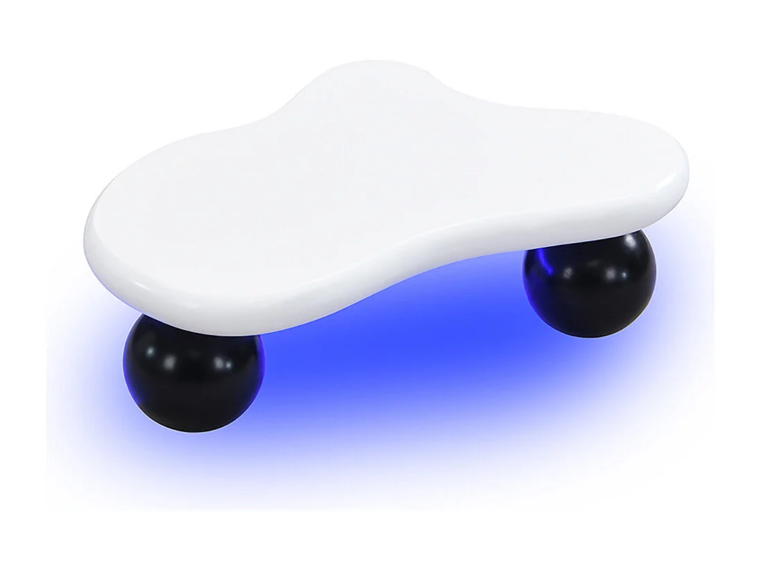 Table basse blanc style nuage avec éclairage LED 16 couleurs disponibles noir pieds ronds touche élégante pour un salon ou une chambre d'enfant moderne