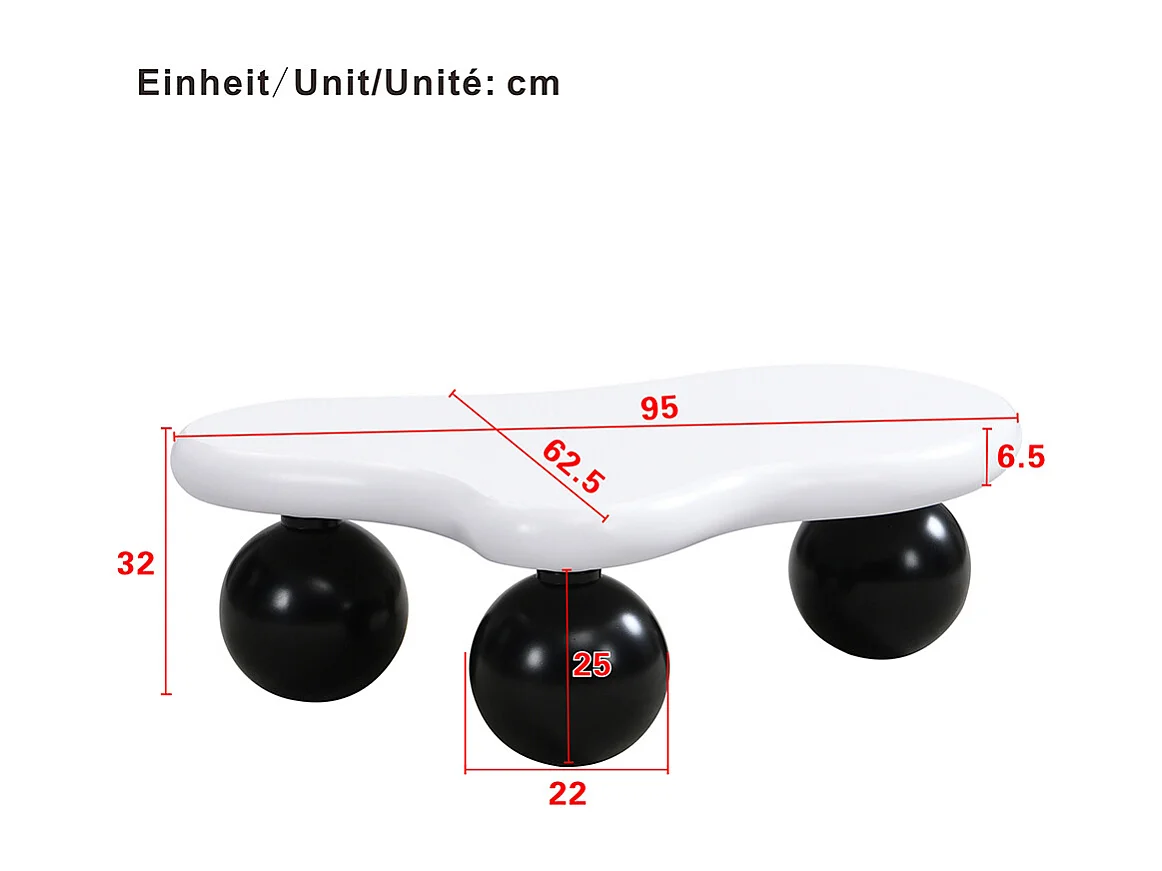 Table basse blanc style nuage avec éclairage LED 16 couleurs disponibles noir pieds ronds touche élégante pour un salon ou une chambre d'enfant moderne