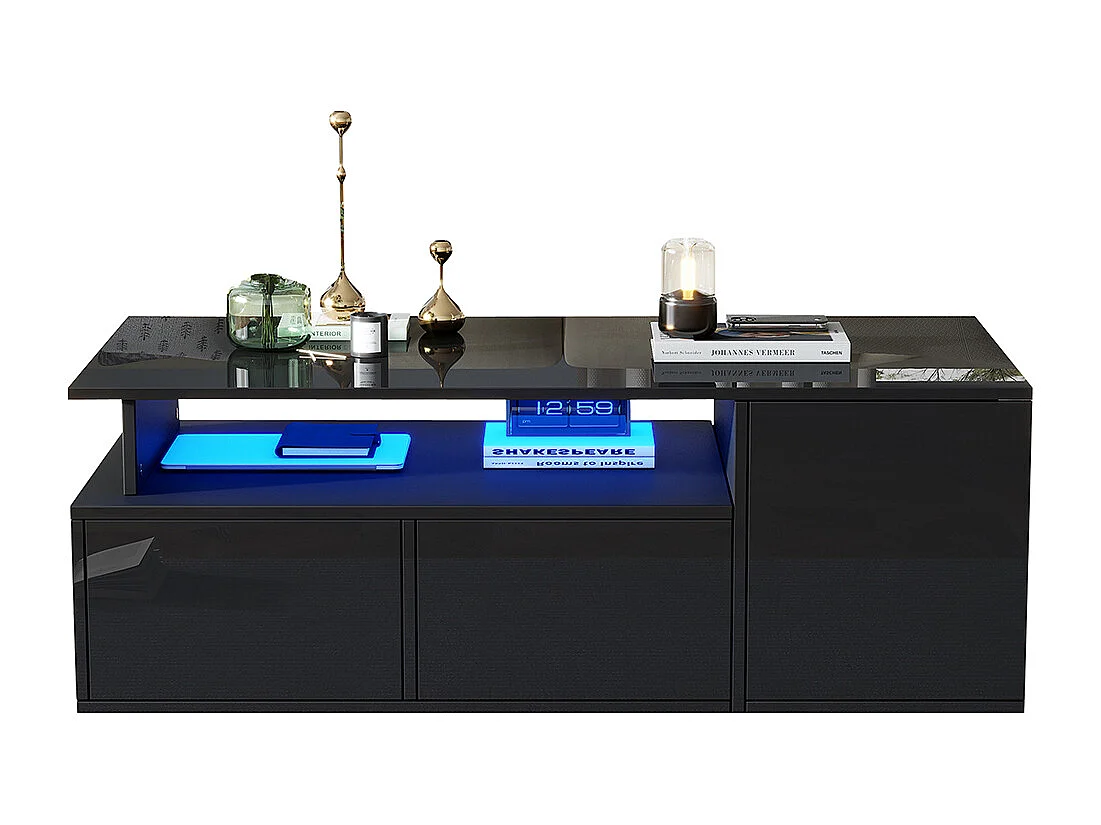 Salontafel 100x50x35 cm zwart LED 2 lades ruime opbergruimte draagvermogen 60 kg