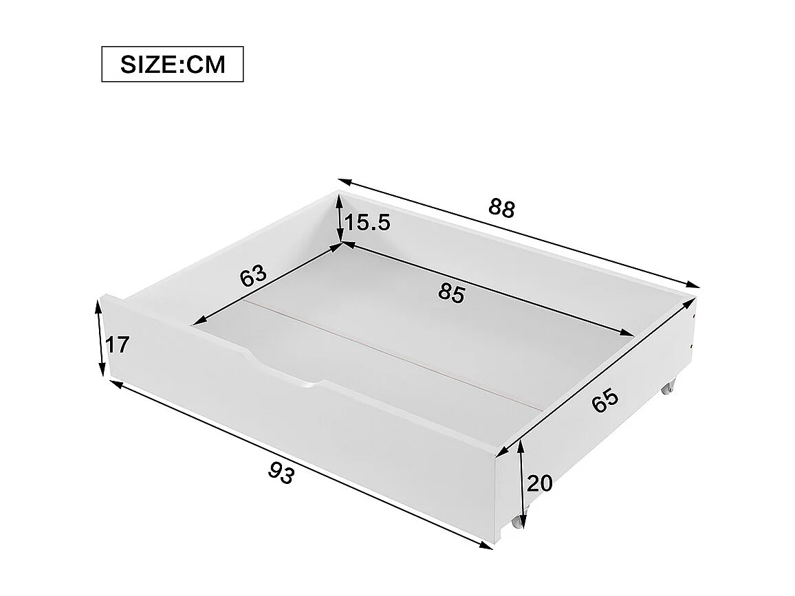 Lit superposé 90x200 enfant barrière 2 tiroirs étagère échelle 5 marches pin blanc