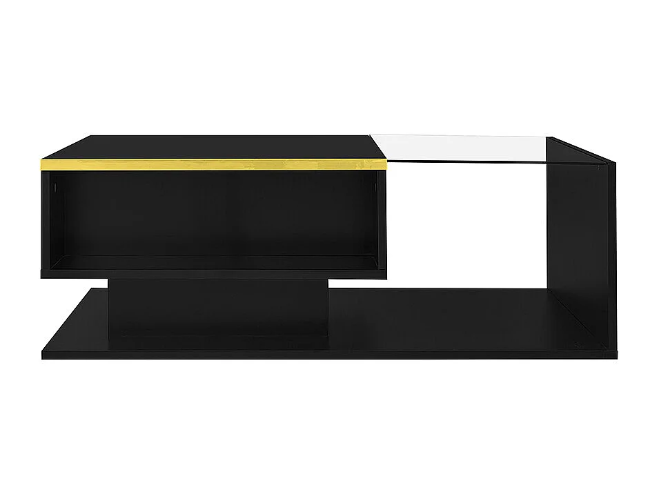 Table basse brillant avec verre et effet LED Tables d'appoint tables basses noir