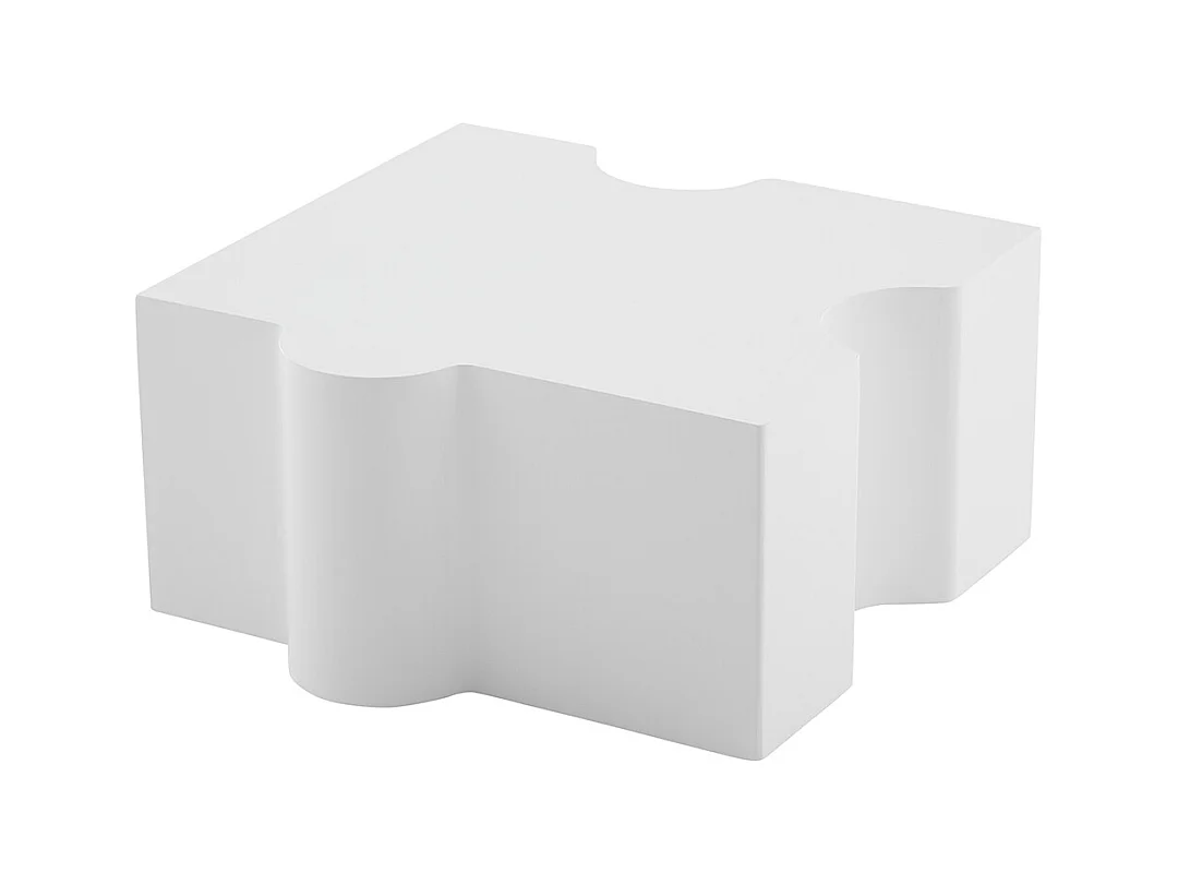 Table basse puzzle 65x65x32 cm blanc froid MDF art abstrait salon