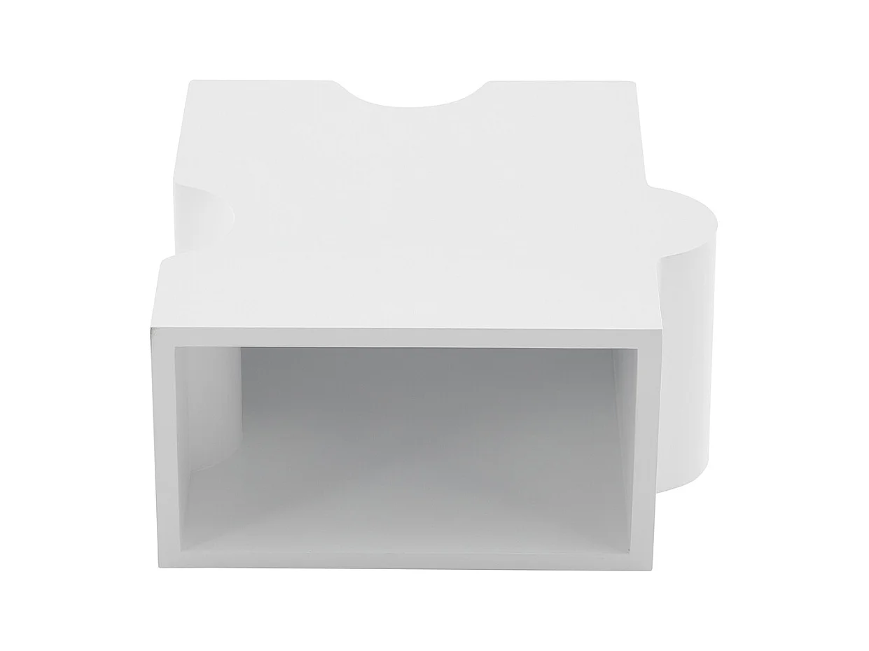 Table basse puzzle 65x65x32 cm blanc froid MDF art abstrait salon