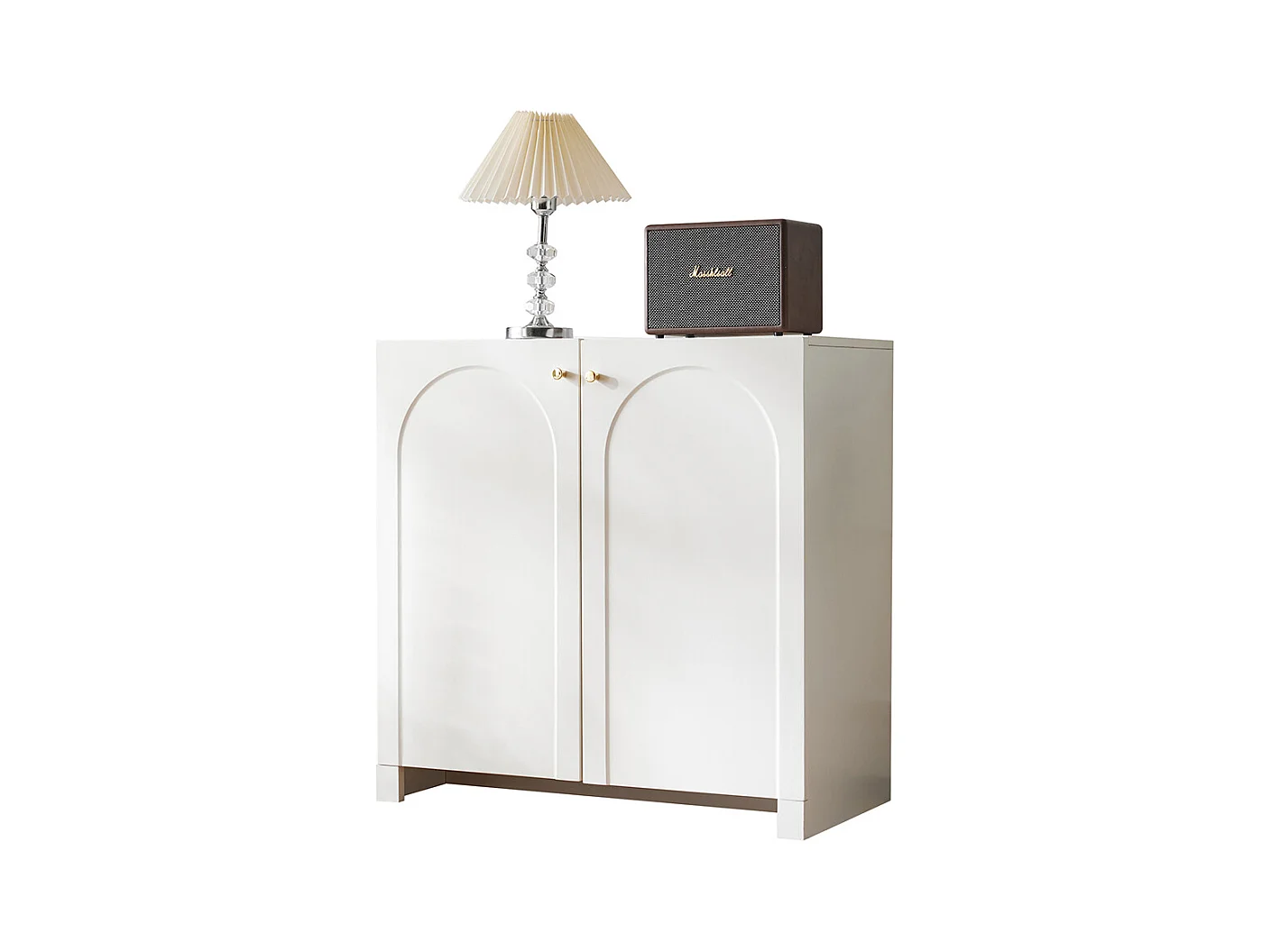 Buffet blanc crème 2 portes commode armoire sur pied