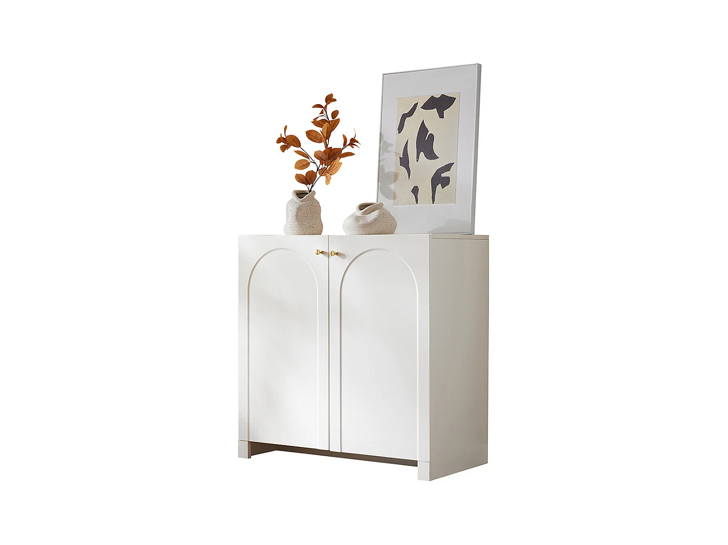 Buffet blanc crème 2 portes commode armoire sur pied