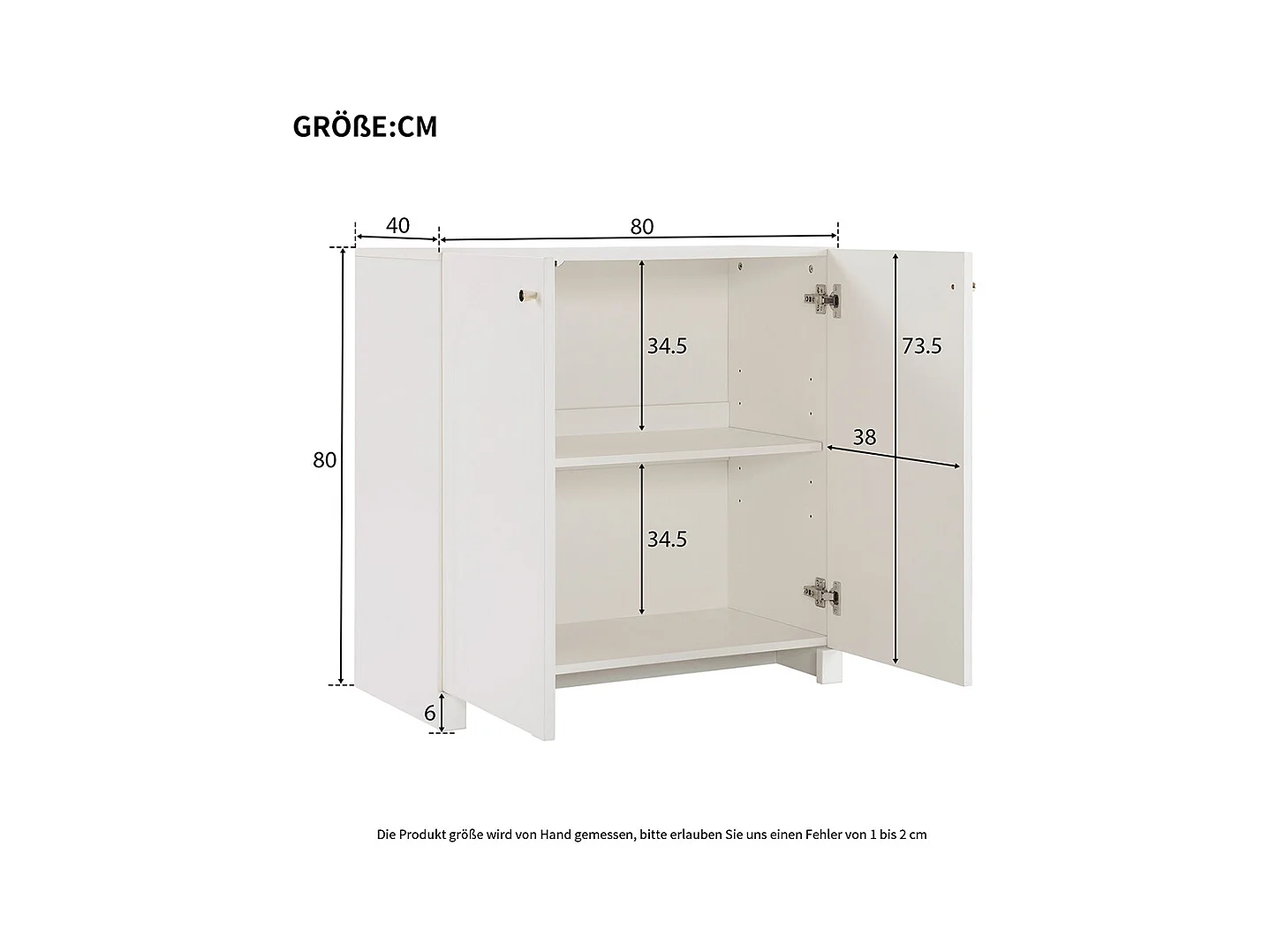 Buffet blanc crème 2 portes commode armoire sur pied