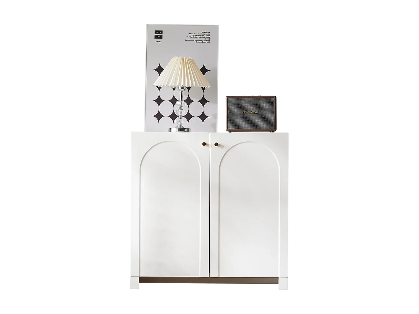 Buffet blanc crème 2 portes commode armoire sur pied