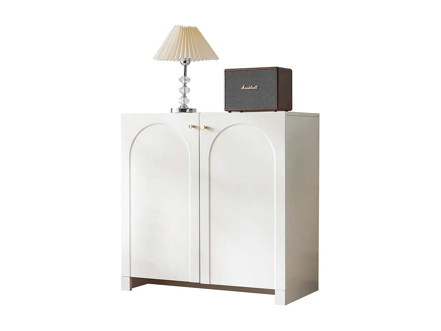 Buffet blanc crème 2 portes commode armoire sur pied