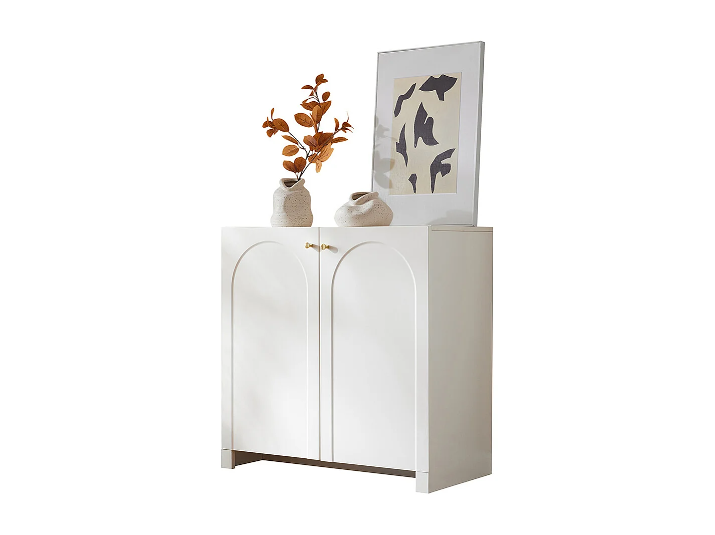 Buffet blanc crème 2 portes commode armoire sur pied