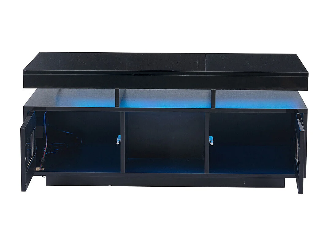 Salontafel 100x50x43 cm zwart LED mobiele app kast oplaadpunt stopcontact