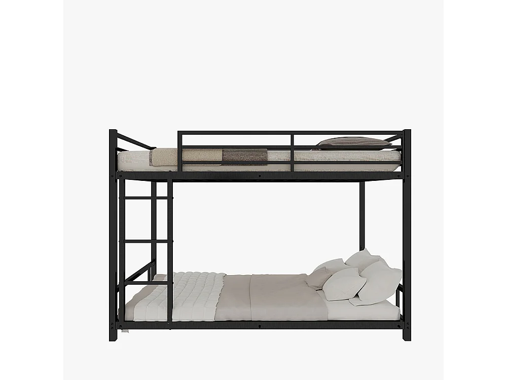 Lit superposé 90x190 métal 2 lits simples robuste stable silencieux garde-corps noir