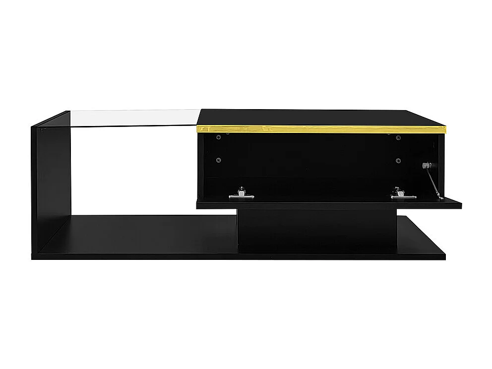 Table basse noir brillant tables d'appoint tables basses avec verre et effet LED