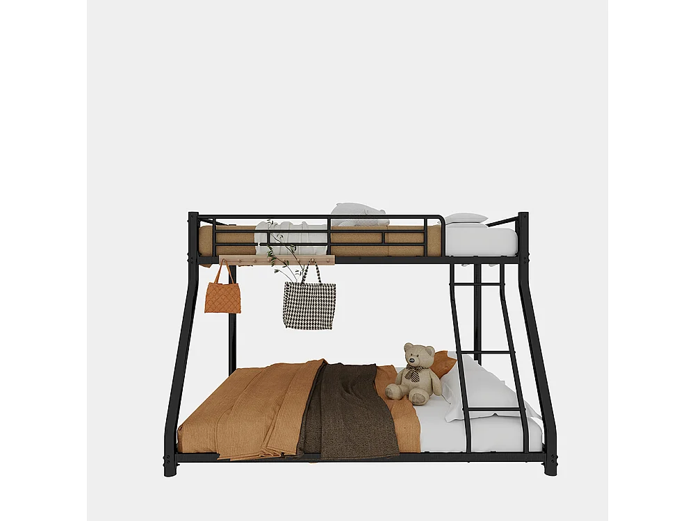 Lit superposé 90x190 métallique Twin sur Full robuste échelle garde-corps silencieux adolescents adultes noir