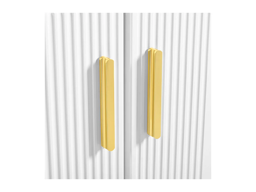 Buffet 2 portes 2 tiroirs blanc commode rangement salon couloir salle à manger poignées métalliques pieds métal