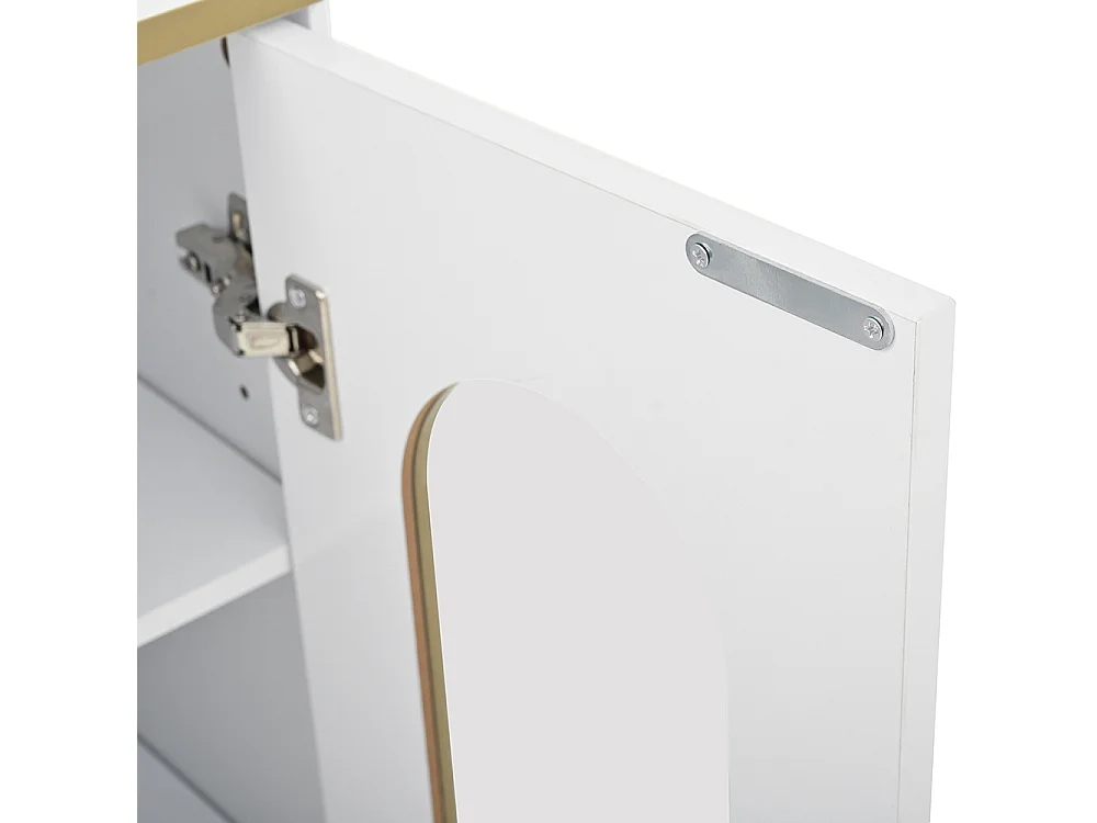 Buffet blanc verre casier bouteilles salon salle à manger pieds réglables espace rangement design moderne