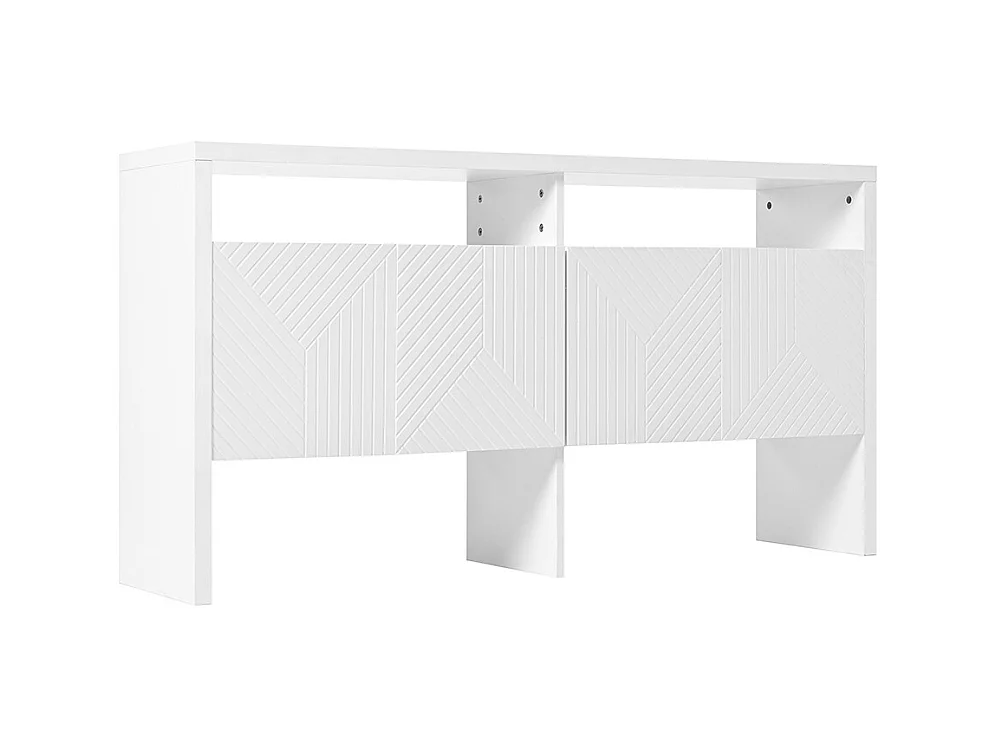 Buffet blanc commode meuble d'entrée 2 compartiments ouverts 4 portes