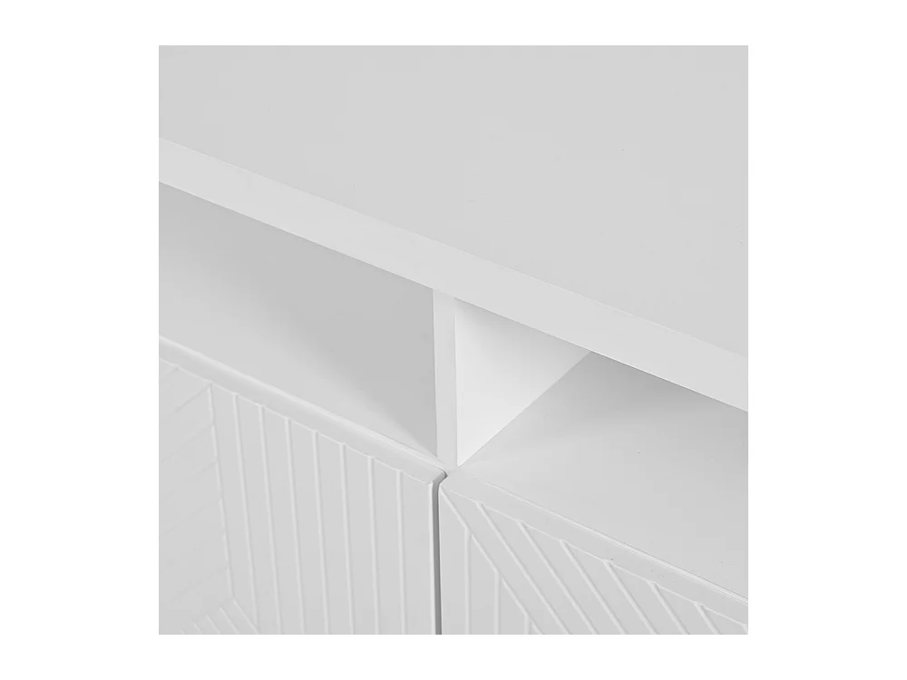 Buffet blanc commode meuble d'entrée 2 compartiments ouverts 4 portes