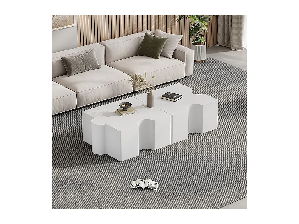 Modulaire witte puzzel salontafel 2 losse delen bank