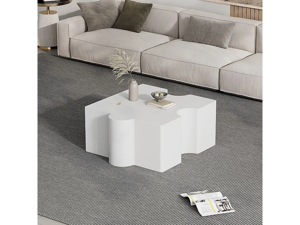 Modulaire witte puzzel salontafel 2 losse delen bank