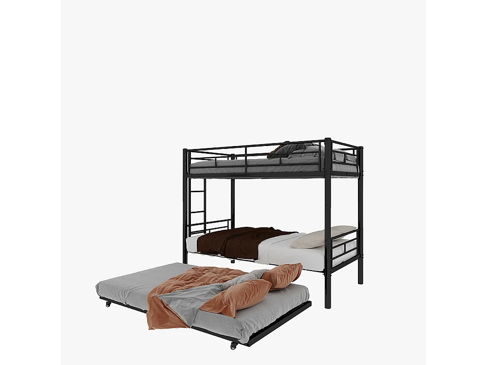 Lit superposé 90x190 Twin sur Twin métal robuste stable silencieux garde-corps noir