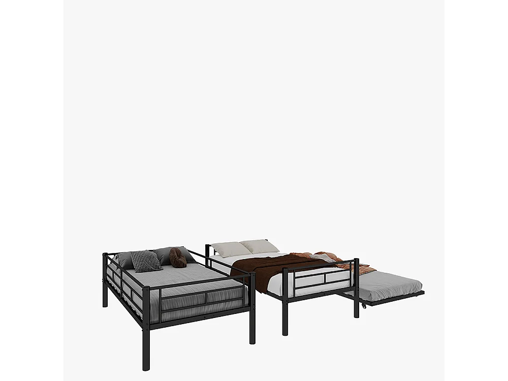 Lit superposé 90x190 Twin sur Twin métal robuste stable silencieux garde-corps noir