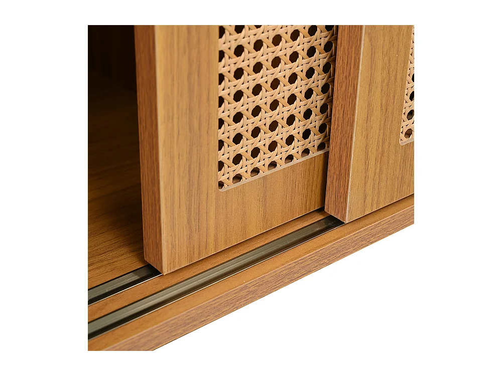 Buffet 2 portes coulissantes naturel étagères réglables style cottage salon salle à manger