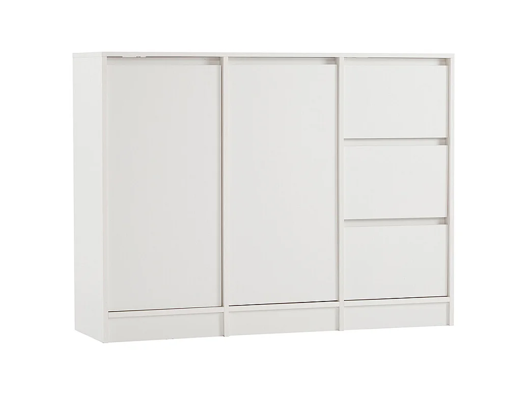 Buffet blanc commode meuble à chaussures espace rangement deux portes trois tiroirs étagère réglable salle à manger salon cuisine