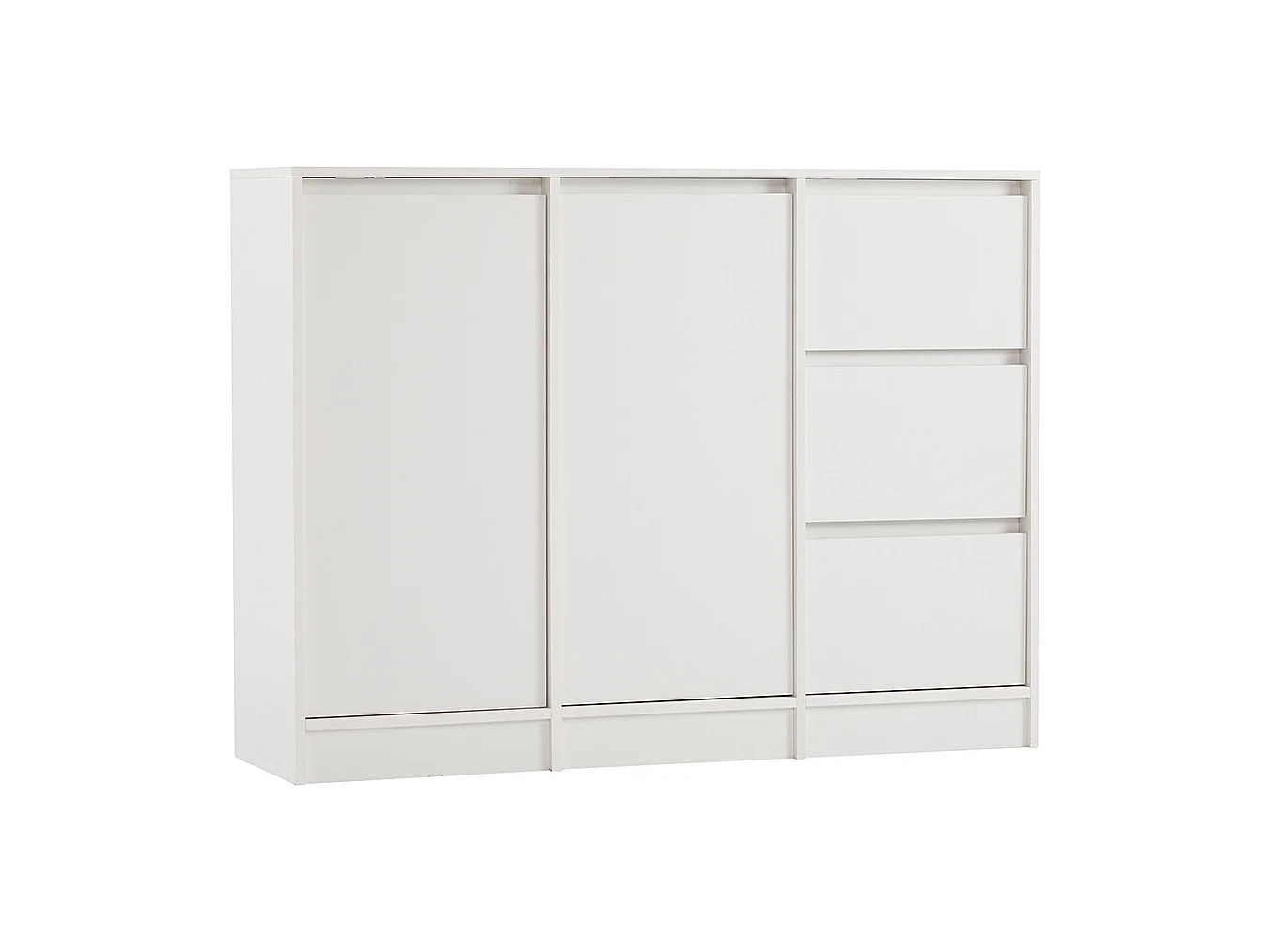 Buffet blanc commode meuble à chaussures espace rangement deux portes trois tiroirs étagère réglable salle à manger salon cuisine