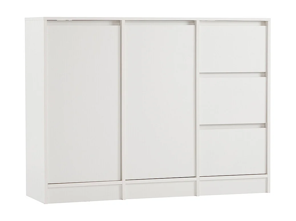 Buffet blanc commode meuble à chaussures espace rangement deux portes trois tiroirs étagère réglable salle à manger salon cuisine