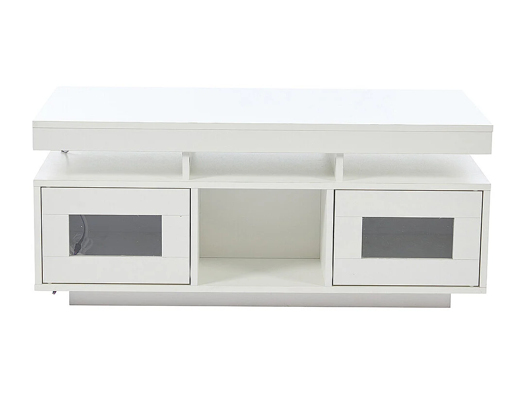 Salontafel 100x50x43 cm wit LED mobiele app kast oplaadpunt stopcontact