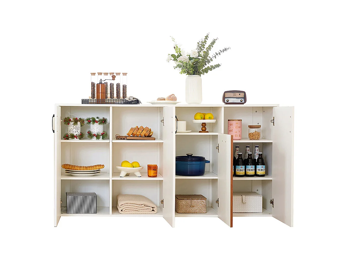 Buffet blanc armoire bois indépendante cuisine salon