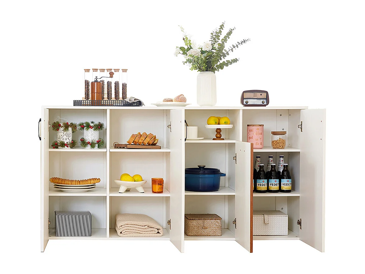 Buffet blanc armoire bois indépendante cuisine salon