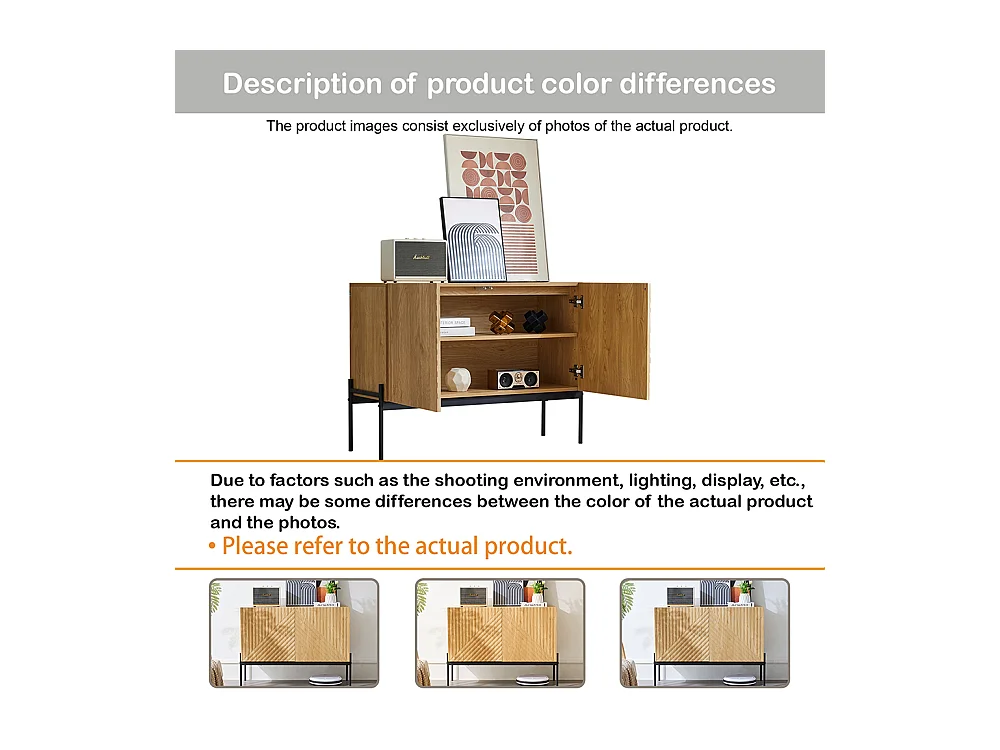 Buffet 2 portes naturel pieds métalliques design linéaire