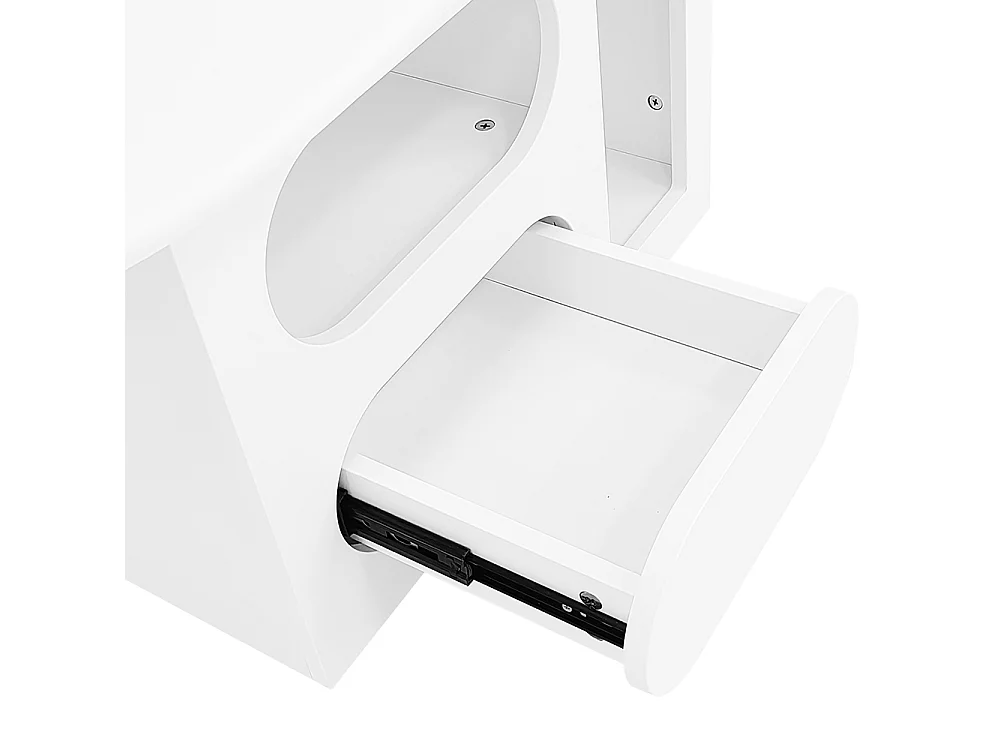 Table basse en forme de nuage avec compartiments de rangement ouverts et tiroir matériaux de haute qualité blanc