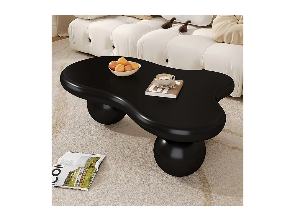 Table basse noir style nuage avec éclairage LED 16 couleurs disponibles noir pieds ronds touche élégante pour un salon ou une chambre d'enfant moderne