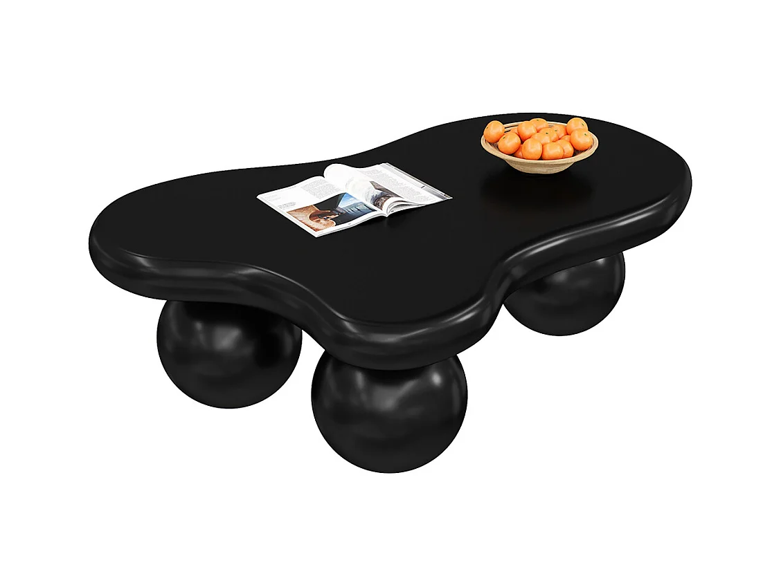 Table basse noir style nuage avec éclairage LED 16 couleurs disponibles noir pieds ronds touche élégante pour un salon ou une chambre d'enfant moderne