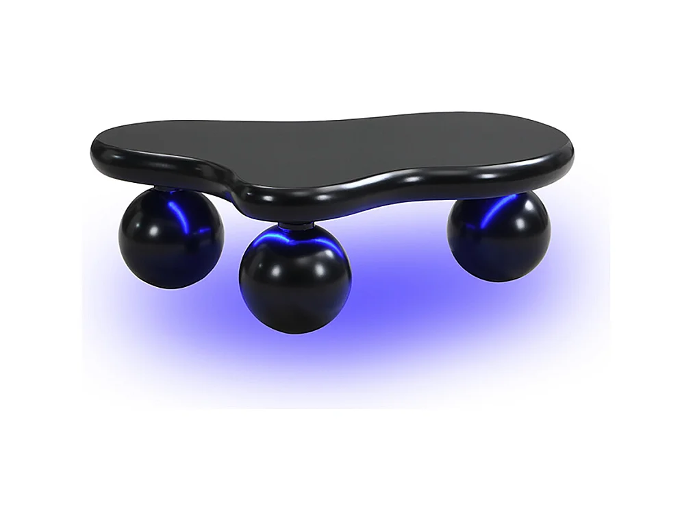 Table basse noir style nuage avec éclairage LED 16 couleurs disponibles noir pieds ronds touche élégante pour un salon ou une chambre d'enfant moderne