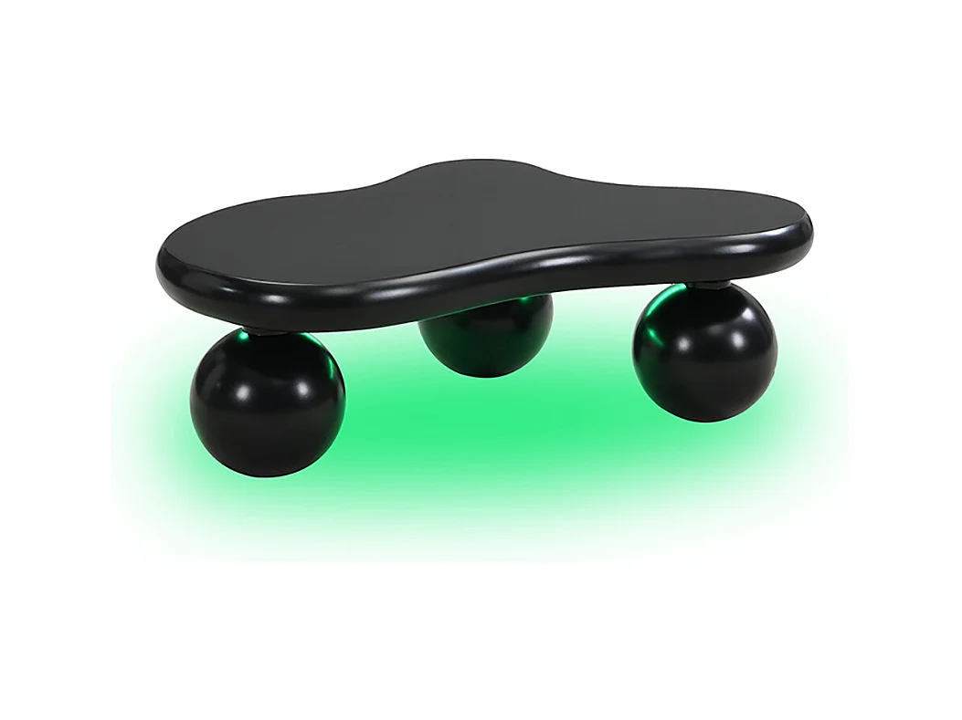 Table basse noir style nuage avec éclairage LED 16 couleurs disponibles noir pieds ronds touche élégante pour un salon ou une chambre d'enfant moderne