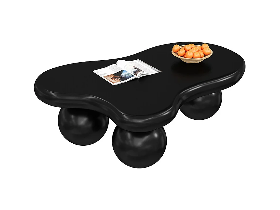 Table basse noir style nuage avec éclairage LED 16 couleurs disponibles noir pieds ronds touche élégante pour un salon ou une chambre d'enfant moderne