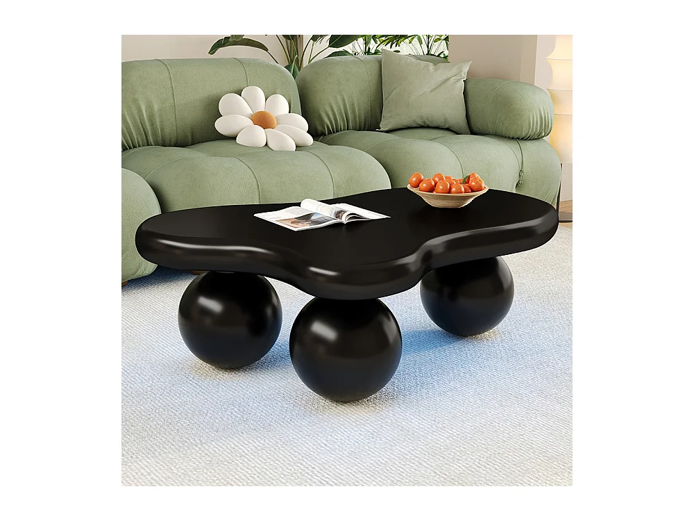 Table basse noir style nuage avec éclairage LED 16 couleurs disponibles noir pieds ronds touche élégante pour un salon ou une chambre d'enfant moderne
