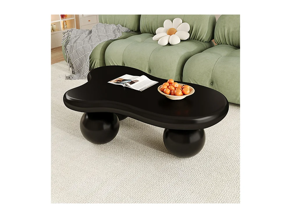 Table basse noir style nuage avec éclairage LED 16 couleurs disponibles noir pieds ronds touche élégante pour un salon ou une chambre d'enfant moderne