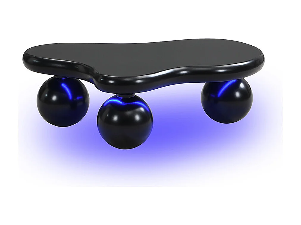 Table basse noir style nuage avec éclairage LED 16 couleurs disponibles noir pieds ronds touche élégante pour un salon ou une chambre d'enfant moderne