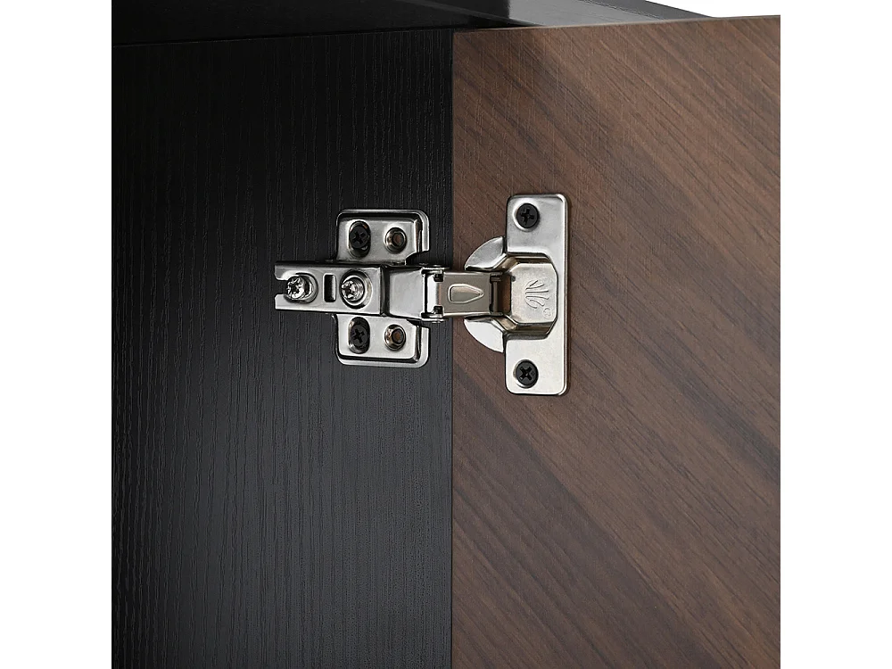 Buffet moderne motif chevrons 4 portes étagères réglables MDF pieds métal espace rangement salon salle à manger