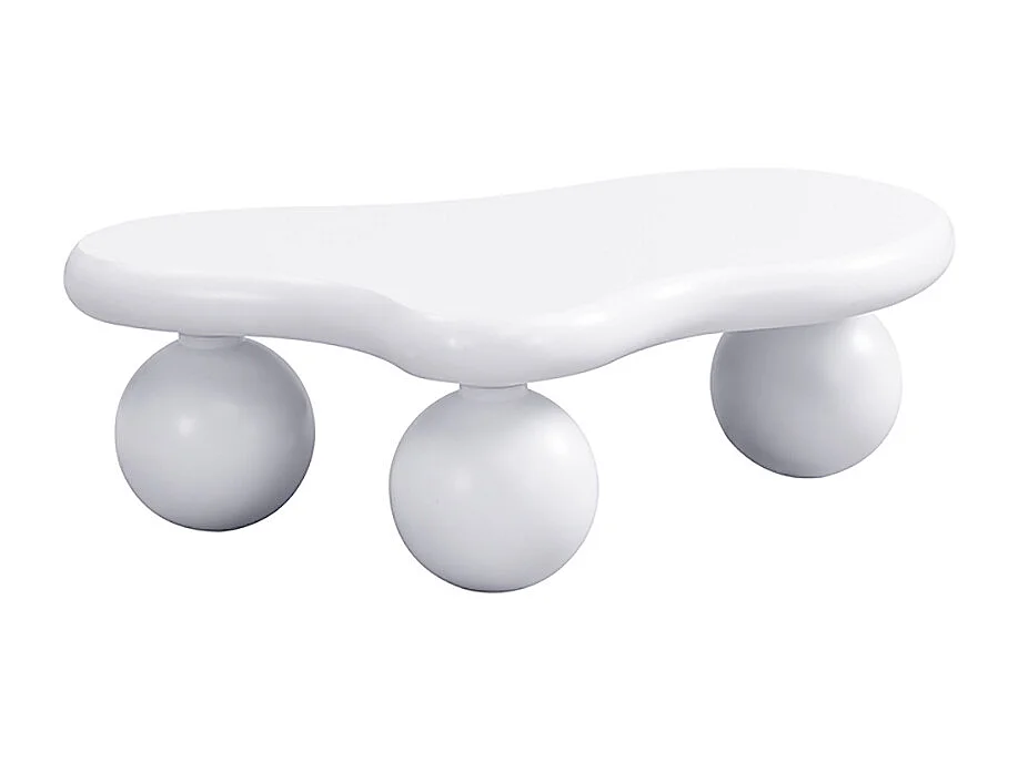 Table basse blanc style nuage avec éclairage LED 16 couleurs disponibles blanc pieds ronds touche élégante pour un salon ou une chambre d'enfant moderne