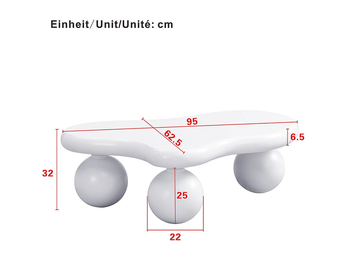 Table basse blanc style nuage avec éclairage LED 16 couleurs disponibles blanc pieds ronds touche élégante pour un salon ou une chambre d'enfant moderne