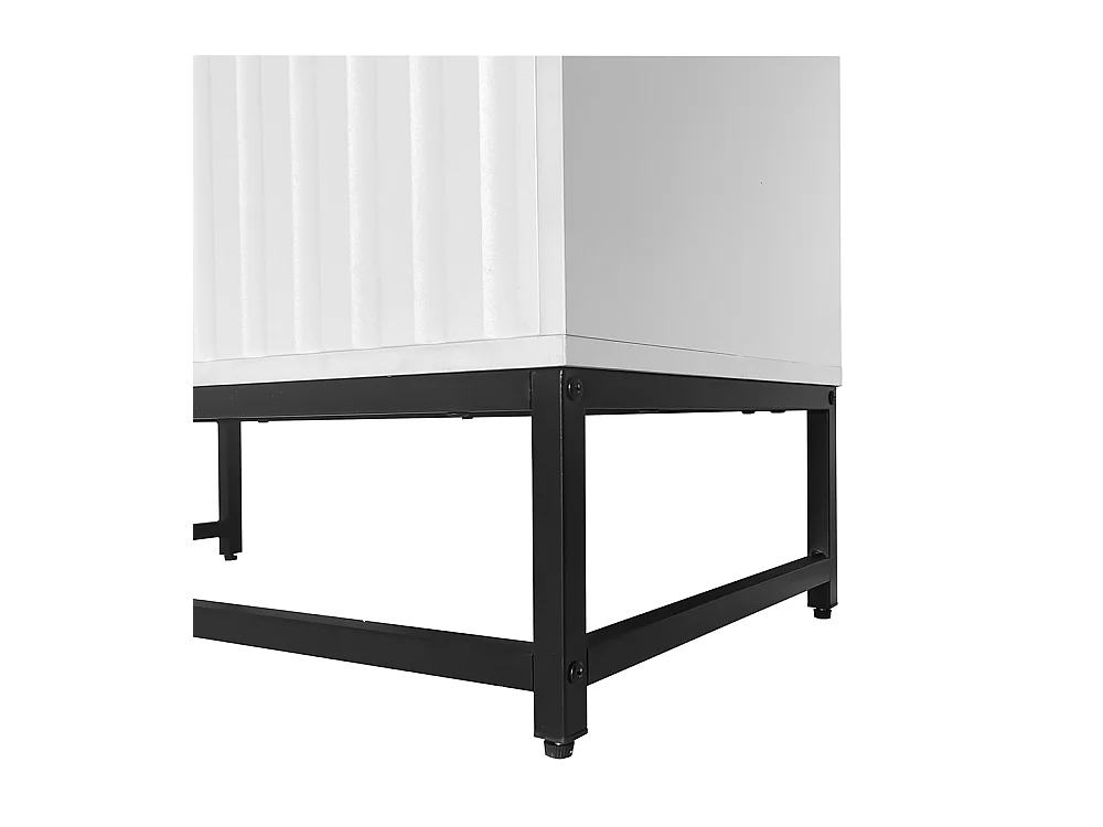 Lot 2 buffet 2 portes blanc commode moderne rangement salon couloir salle à manger poignées métalliques pieds cadre