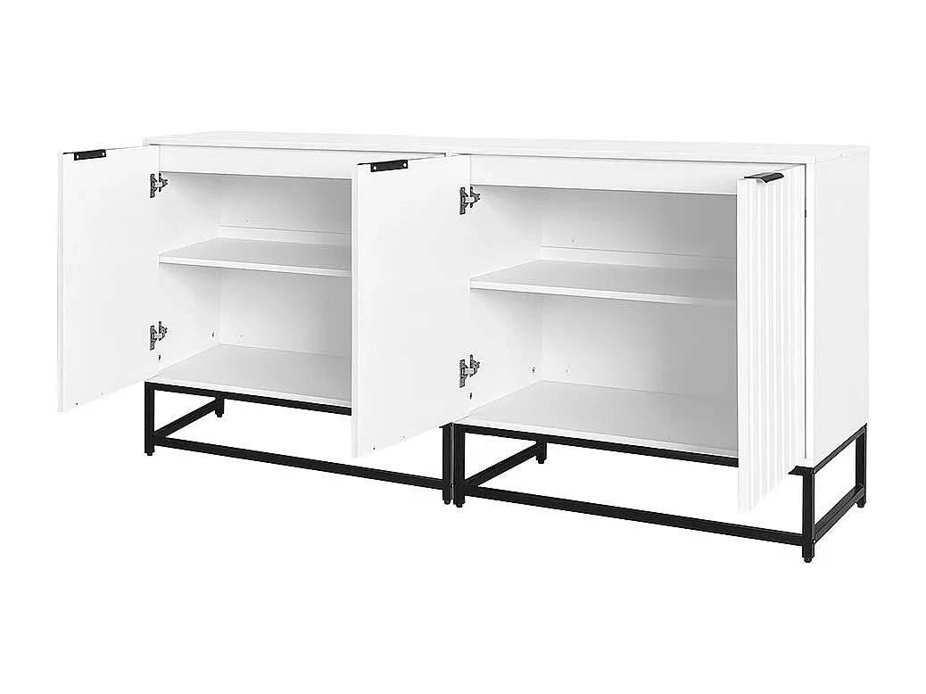 Lot 2 buffet 2 portes blanc commode moderne rangement salon couloir salle à manger poignées métalliques pieds cadre